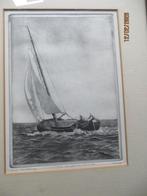 2 Mooie etsen van Bart Reindertma,Slepertje+Zeilboot, Ophalen of Verzenden