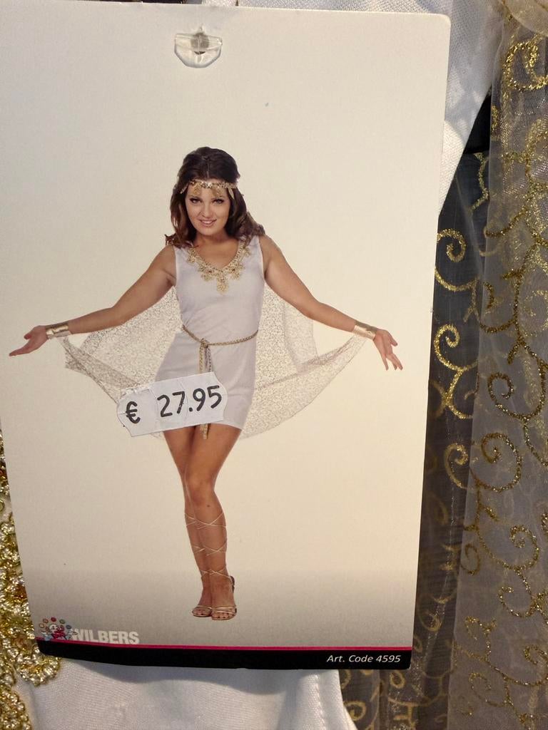 Romeinse godin jurk met centuur en diadeem maat 36, Carnaval, Nieuw, Ophalen of Verzenden, Kleding
