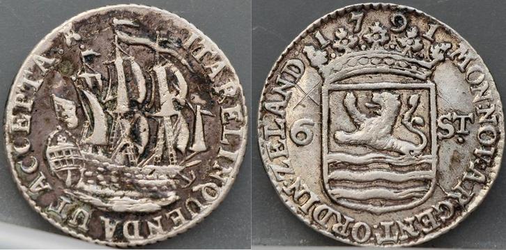 6 stuiver 1791 - scheepjesschelling 1791 Zeeland, Postzegels en Munten, Munten | Nederland, Losse munt, Overige waardes, Vóór koninkrijk