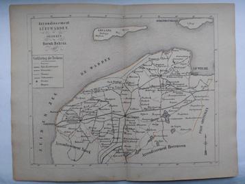 2 / Arrondissement Leeuwarden Zeldzame litho uit 1861 beschikbaar voor biedingen