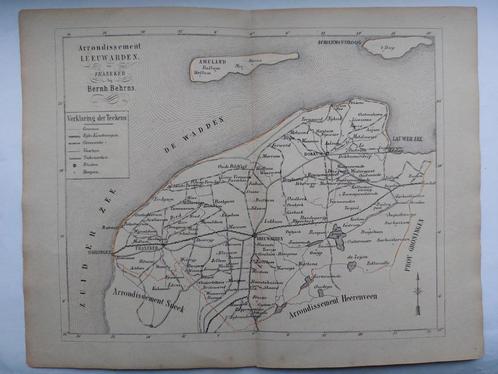 2 / Arrondissement Leeuwarden Zeldzame litho uit 1861, Antiek en Kunst, Kunst | Litho's en Zeefdrukken, Ophalen of Verzenden