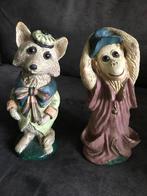 Vintage / Antieke Beeldjes van een Aap en een Vos., Verzamelen, Beelden en Beeldjes, Ophalen of Verzenden, Zo goed als nieuw, Dier
