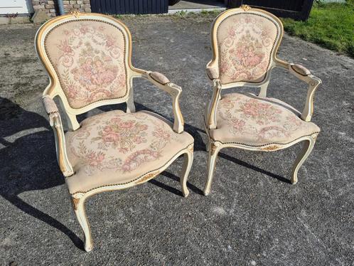 Set van 2 mooie stoeltjes met Gobelin bekleding, Antiek en Kunst, Antiek | Meubels | Stoelen en Banken, Ophalen