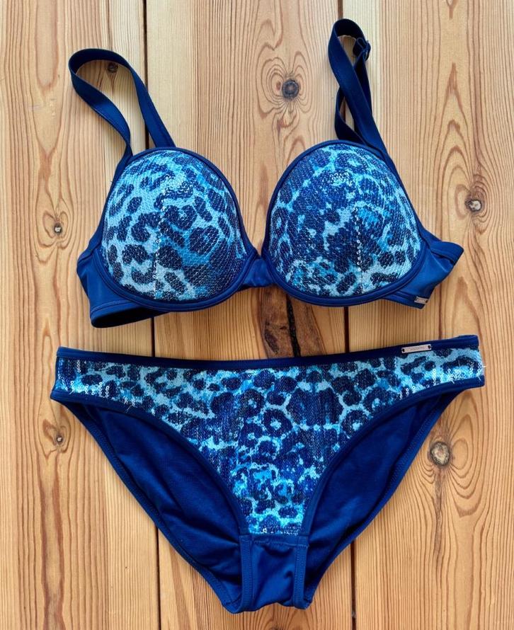 Sapph Bikini (tweedelig) - Blauw Panterprint - 80C / Medium, Kleding | Dames, Badmode en Zwemkleding, Zo goed als nieuw, Bikini