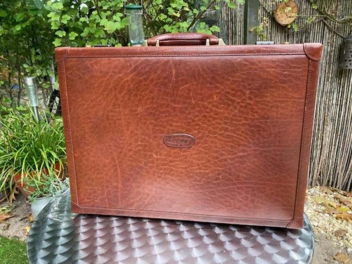 Partridge aktekoffer / documentenkoffer (bruin leer), Sieraden, Tassen en Uiterlijk, Koffers, Zo goed als nieuw, Leer, Minder dan 50 cm