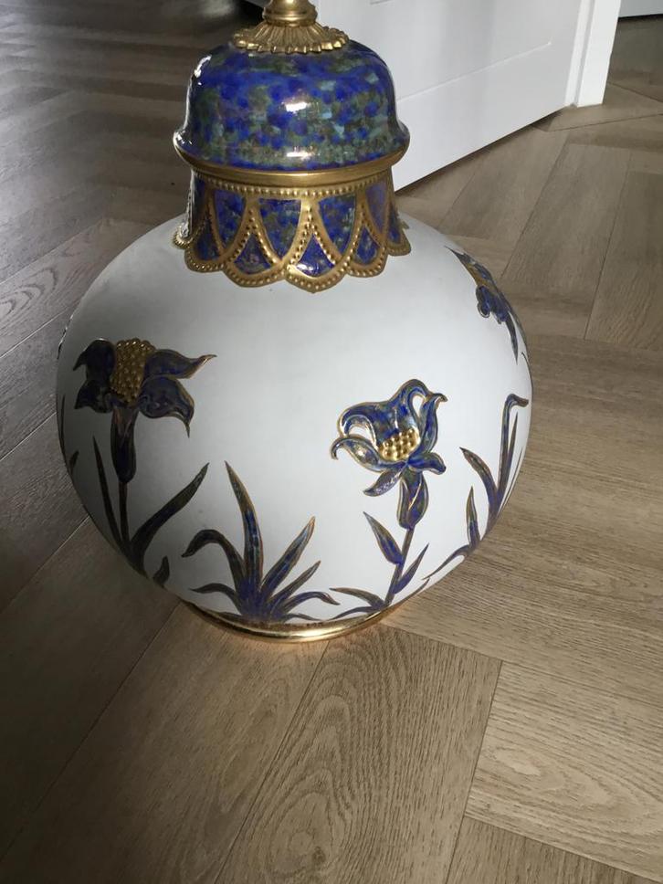 Biscuit Lampenvoet met Bloemmotief, Antiek en Kunst, Antiek | Lampen, Ophalen of Verzenden