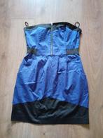 Mooie blauw/zwarte strapless jurk mt L, Blauw, Maat 42/44 (L), Knielengte, Ophalen of Verzenden