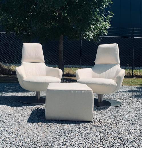 Set van 2 Natuzzi Brend draaifauteuils & ottoman, Huis en Inrichting, Fauteuils, 75 tot 100 cm, Ophalen of Verzenden