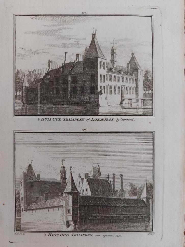 297-298 / Huis Oud Teilingen of Lokhorst Warmond, Antiek en Kunst, Kunst | Etsen en Gravures, Ophalen of Verzenden