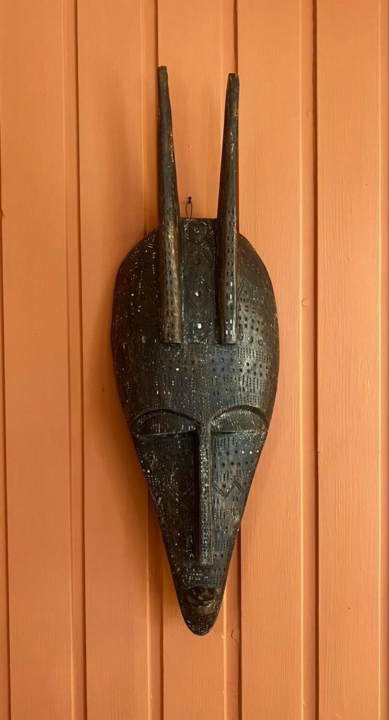 Bamana- Vintage malinese handgemaakte masker, Huis en Inrichting, Woonaccessoires | Wanddecoraties, Zo goed als nieuw, Ophalen of Verzenden