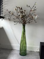 Vaas met zijde bloemen, Huis en Inrichting, Woonaccessoires | Vazen, Ophalen, Glas, Minder dan 50 cm