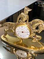 Antieke Equity Klok Ruiter te Paard geel koper Decor, Ophalen of Verzenden