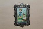 (43) Antiek poppenhuis schilderijtje blikken rand, Ophalen of Verzenden