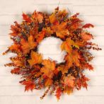 Herfst Kunstkrans / Bloemenkrans Oranje Bladeren Kunst Krans, Verzenden, Nieuw