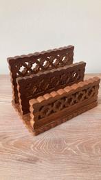 Vintage houten brievenhouder met opengewerkte details, Verzamelen, Ophalen of Verzenden, Huis en Inrichting
