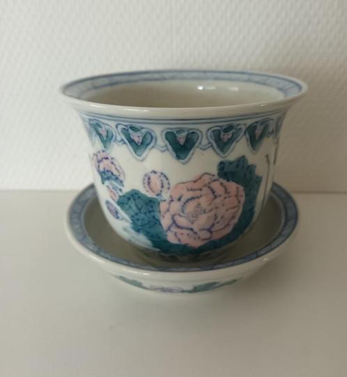 Antieke Bloempot Chinees - vintage - in pastelkleuren, Antiek en Kunst, Antiek | Porselein, Ophalen of Verzenden