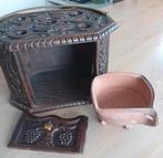 Antieke Stoofjes met Aardewerk Kolenbakje, Ophalen of Verzenden