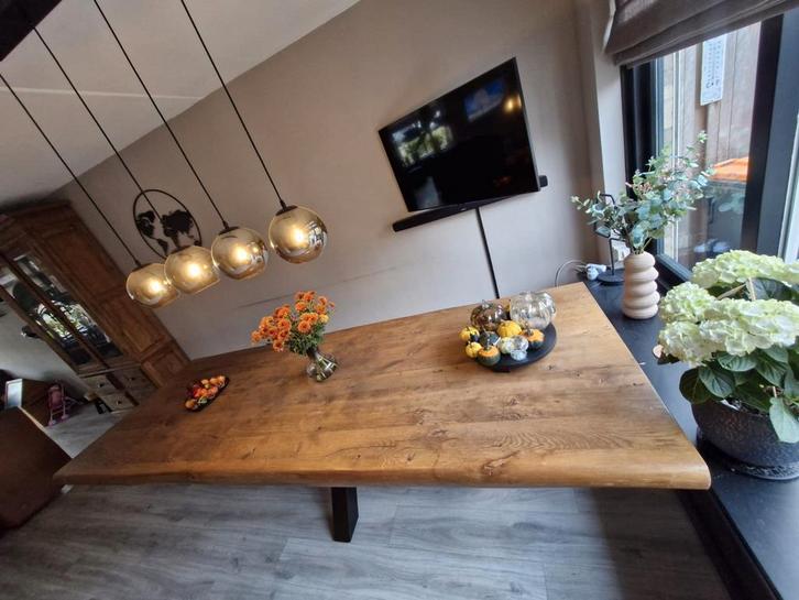 Eikenhouten eettafel 8 persoons, Huis en Inrichting, Tafels | Eettafels, Gebruikt, 100 tot 150 cm, 200 cm of meer, Vijf personen of meer
