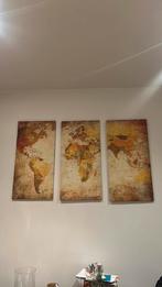 Wereldkaart schilderij, Huis en Inrichting, Ophalen of Verzenden, Schilderij, 50 tot 75 cm