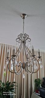 Elegante metalen kroonluchter met kristallen – 6-armig, Ophalen, Zo goed als nieuw, Metaal, 75 cm of meer