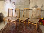 Vintage Houten Eetkamerstoelen - Set van 4, Ophalen, Gebruikt, Bruin, Vier