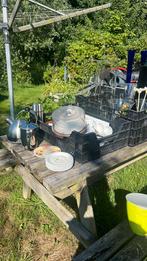 Tafel vol €25,- servies,vazen en keukenspullen, Ophalen, Gebruikt, Overige typen, Glas
