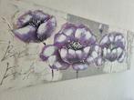 Schilderij met reliëf in paars met zilver, Ophalen, 50 tot 75 cm, 125 cm of meer, Zo goed als nieuw