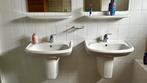 2 Spinx wastafels met sifonkap en nieuwe Grohe mengkranen, Doe-het-zelf en Verbouw, Ophalen, Gebruikt, Wastafel
