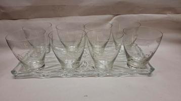 Vintage glazen set | 8 glazen + schaal beschikbaar voor biedingen
