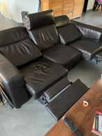3-zits leren bank, Huis en Inrichting, Banken | Bankstellen, Ophalen, Gebruikt, Driepersoons, Rechte bank