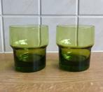 Groene glazen vintage groen glas tumblers, Glas of Glazen, Gebruikt, Ophalen of Verzenden, Glas