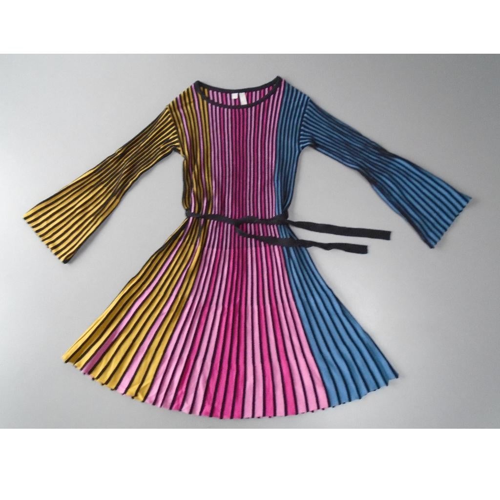 Jurk lange mouwen zwart geel roze blauw maat 34/36 XS/S, Overige kleuren, Verzenden, Zo goed als nieuw, Maat 36 (S)