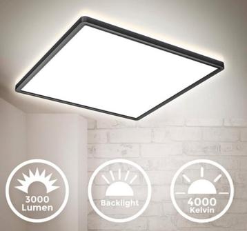 B.K. Licht plafondlamp - zwart led paneel - l: 42cm - plafon