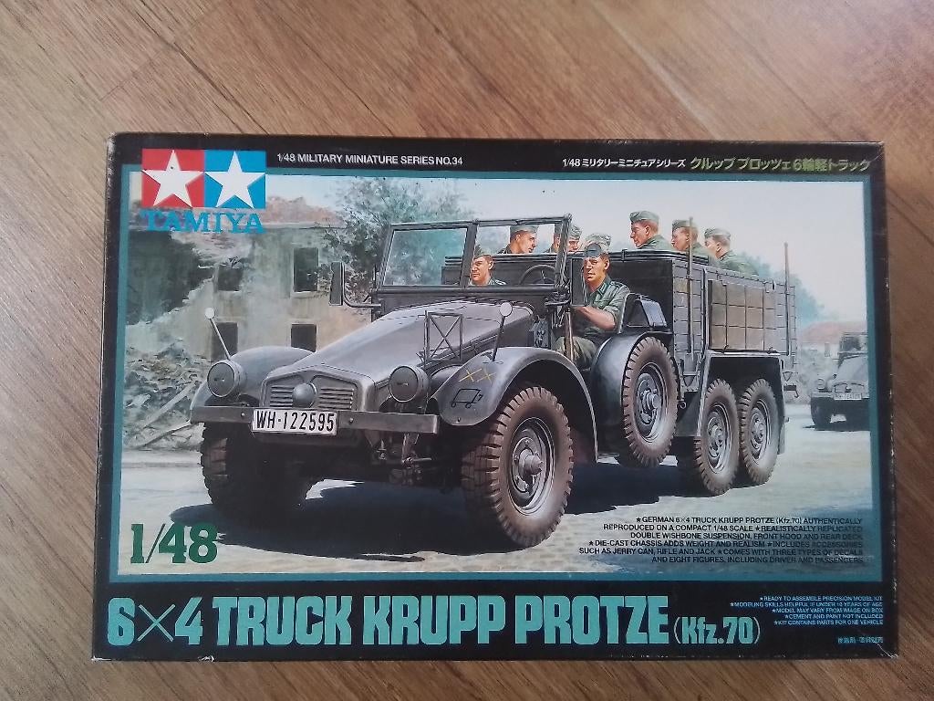 Tamiya 6x4  Truck Krupp Protze  (Kfz.70) 1/48, 1:32 tot 1:50, Ophalen of Verzenden, Zo goed als nieuw, Truck