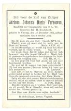 Adriana Johanna M. Verhoeven 1861-1912 Veghel, 50 jaar, Verzamelen, Bidprentjes en Rouwkaarten, Bidprentje, Verzenden