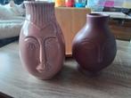 2 Vazen  met gezichten, Huis en Inrichting, Woonaccessoires | Vazen, Overige kleuren, Aardewerk of Porselein, Ophalen of Verzenden