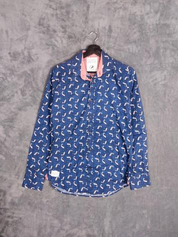 A Fish Named Fred Overhemd S Blouse Vissen Print Blauw beschikbaar voor biedingen