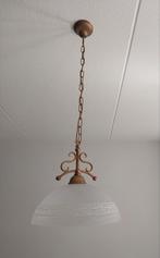 Hanglamp brons messing met melkglas en extra glas, Huis en Inrichting, Lampen | Kroonluchters, Ophalen of Verzenden, Zo goed als nieuw