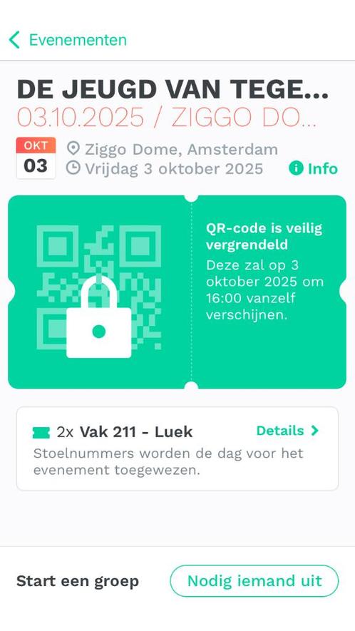 Tickets De Jeugd van Tegenwoordig (zitplaatsen), Tickets en Kaartjes, Concerten | Nederlandstalig, Twee personen, Oktober, Hip Hop