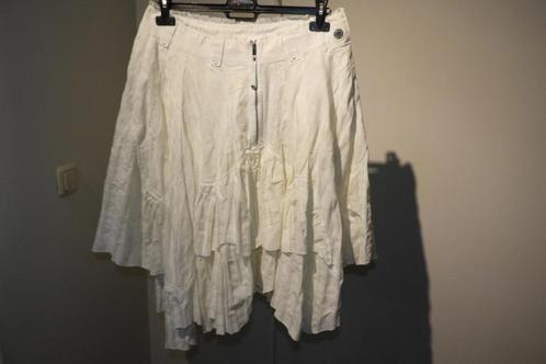 High Use uitlopende rok ritsje voorkant lagen IT 48, Kleding | Dames, Rokken, Gedragen, Maat 42/44 (L), Wit, Knielengte, Verzenden