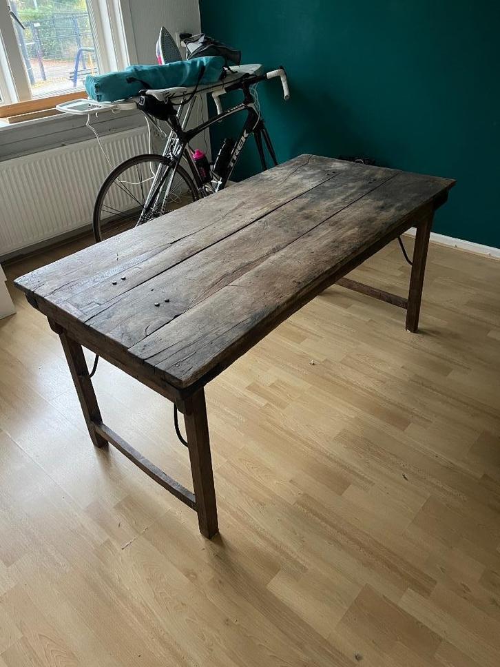 Indiaase markttafel, Huis en Inrichting, Tafels | Sidetables, Gebruikt, 50 tot 75 cm, 100 tot 150 cm, Rechthoekig, Overige houtsoorten