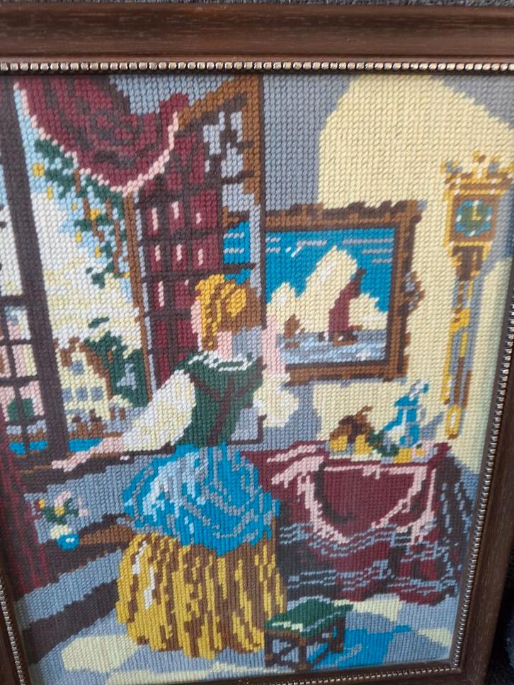 Ingelijste borduurwerk., Hobby en Vrije tijd, Borduren en Borduurmachines, Zo goed als nieuw, Overige typen, Handborduren, Ophalen