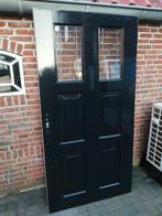 Merbau voordeur met thermopane 201.5 x 103 cm +glas in lood, Doe-het-zelf en Verbouw, Deuren en Horren, Ophalen, 200 tot 215 cm