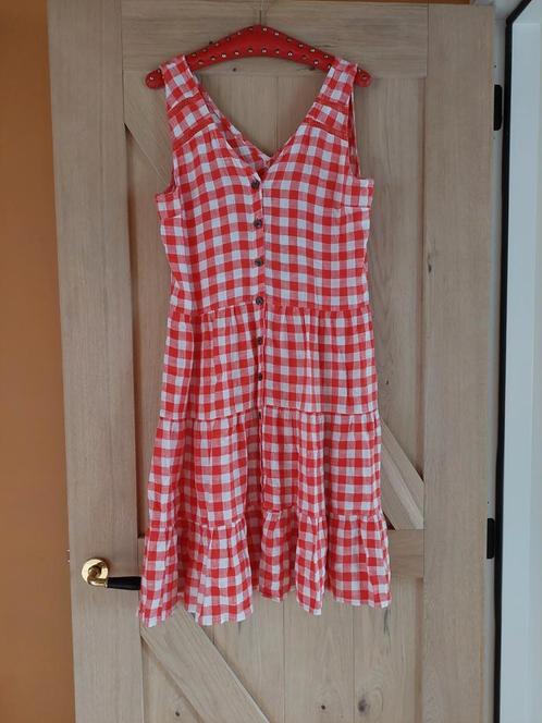 Vintage retro Frans jurkje linnen romantisch cottage blokjes, Kleding | Dames, Jurken, Nieuw, Maat 36 (S), Rood, Onder de knie