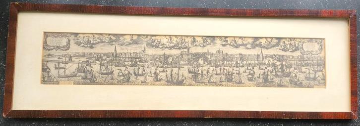 Oude prent van de Amsterdamse rederij, Antiek en Kunst, Kunst | Etsen en Gravures, Verzenden