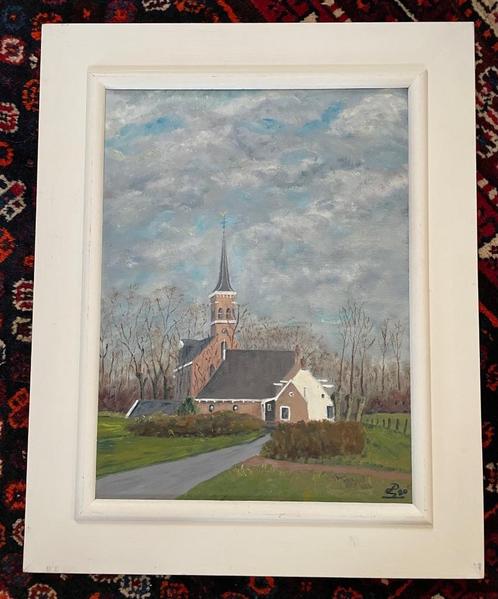 Kerk in Cornjum, geschilderd door P. Greijdanus uit Stiens, Antiek en Kunst, Kunst | Schilderijen | Klassiek, Ophalen