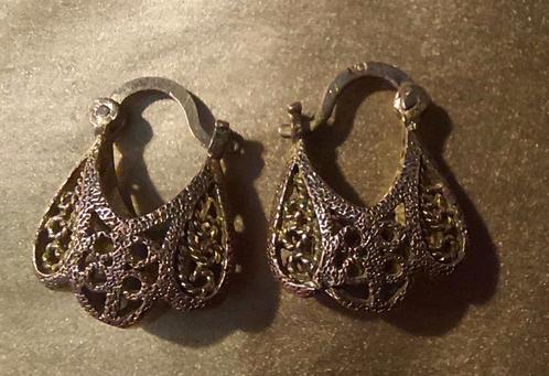 Filigrain oorbellen oorringen goud messing koper, Sieraden, Tassen en Uiterlijk, Oorbellen, Zo goed als nieuw, Overige materialen