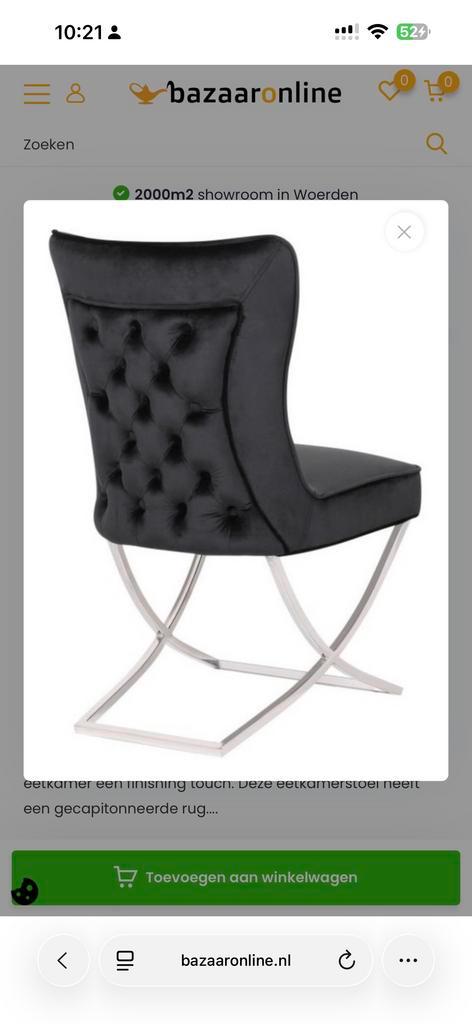 Luxe zwarte velvet 4 eetkamerstoelen eric kuster stijl, Huis en Inrichting, Stoelen, Zo goed als nieuw, Vier, Stof, Zwart, Ophalen of Verzenden