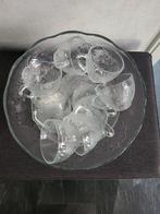 Vintage Glazen Bowlset vruchtenschaal punch., Ophalen, Glas of Glazen, Overige stijlen, Glas