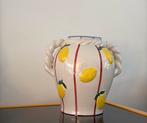 Popart vaas met citroenen, Geel, Aardewerk of Porselein, Ophalen of Verzenden, Zo goed als nieuw